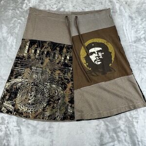 Brown and Black Graphic Women's Skirt